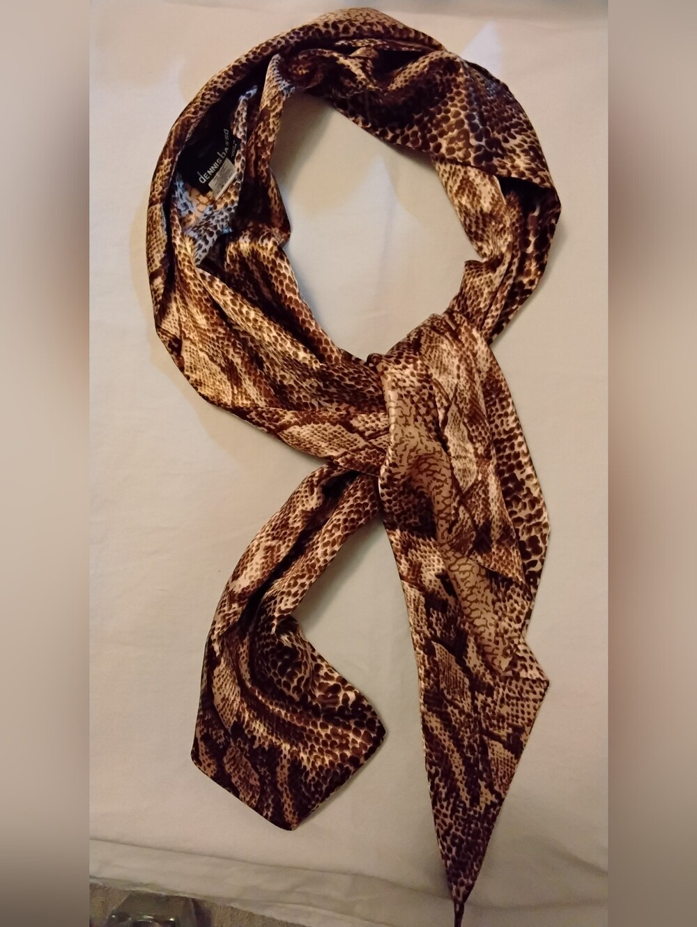 Vtg dennis basso Brown and Cream Leopard Print Scarf